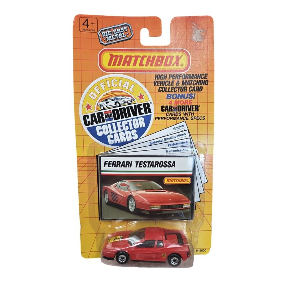 1989 Matchbox Car & Driver Ferrari Testarossa w/ Collector Card